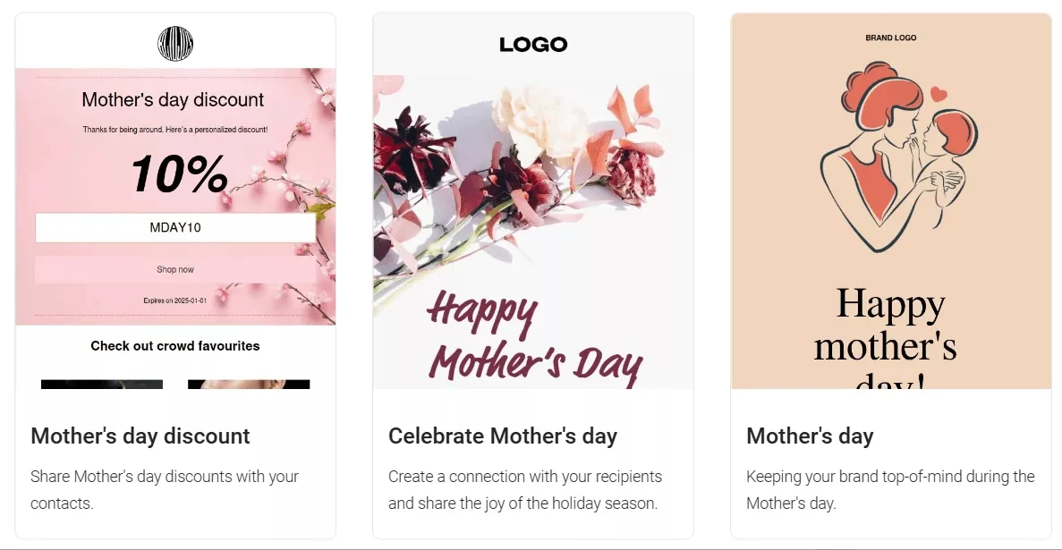 Modelos de e-mail para o Dia das Mães