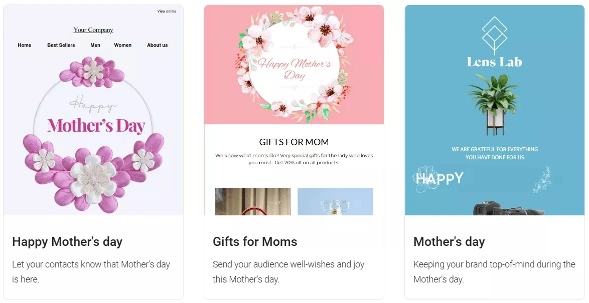 Modelos de e-mail para o Dia das Mães