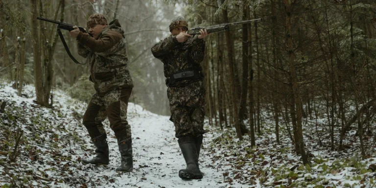 Two men with modern hunting equipment