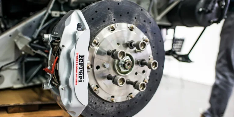 White brake caliper on a tire