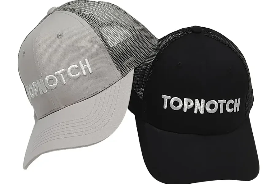 Black and grey trucker hats on a white background (1)