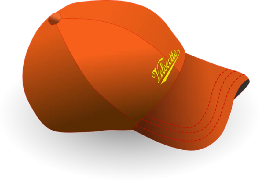 Orange baseball hat with stitched wording