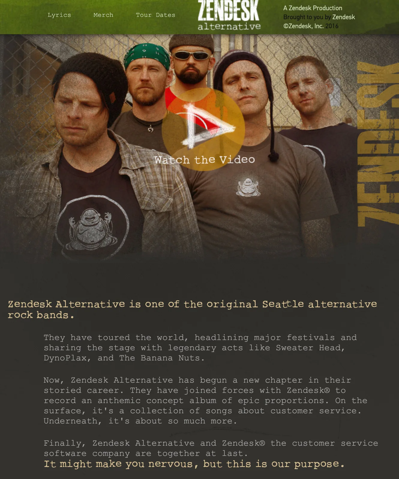 A fake rock band named Zendesk Alternative created by Zendesk to prevent competitors from ranking for its brand name