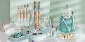 A manicure set with manicure brushes