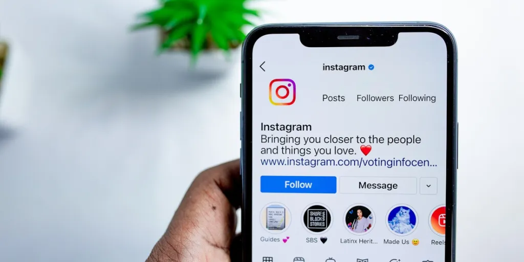 A phone showing the Instagram application