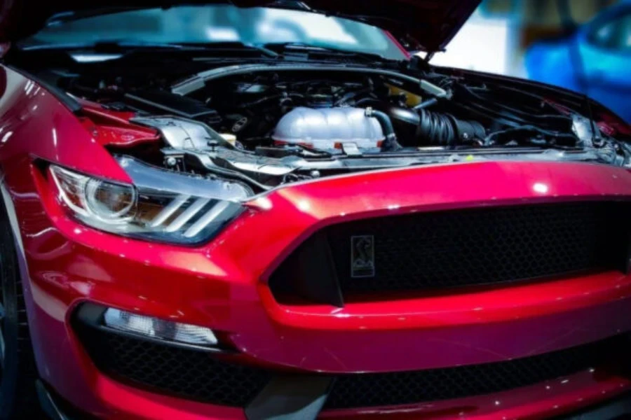 A red Ford Ranger engine