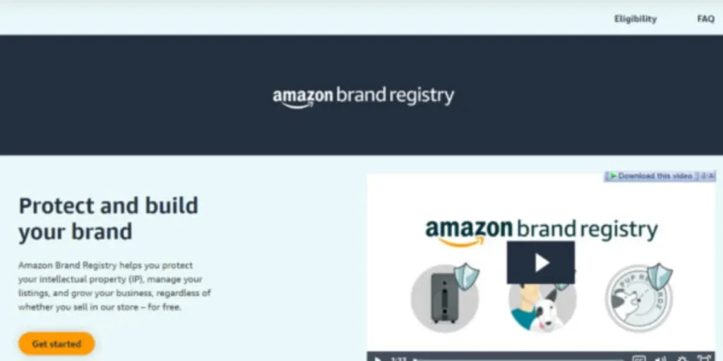 Amazon brand registry home page