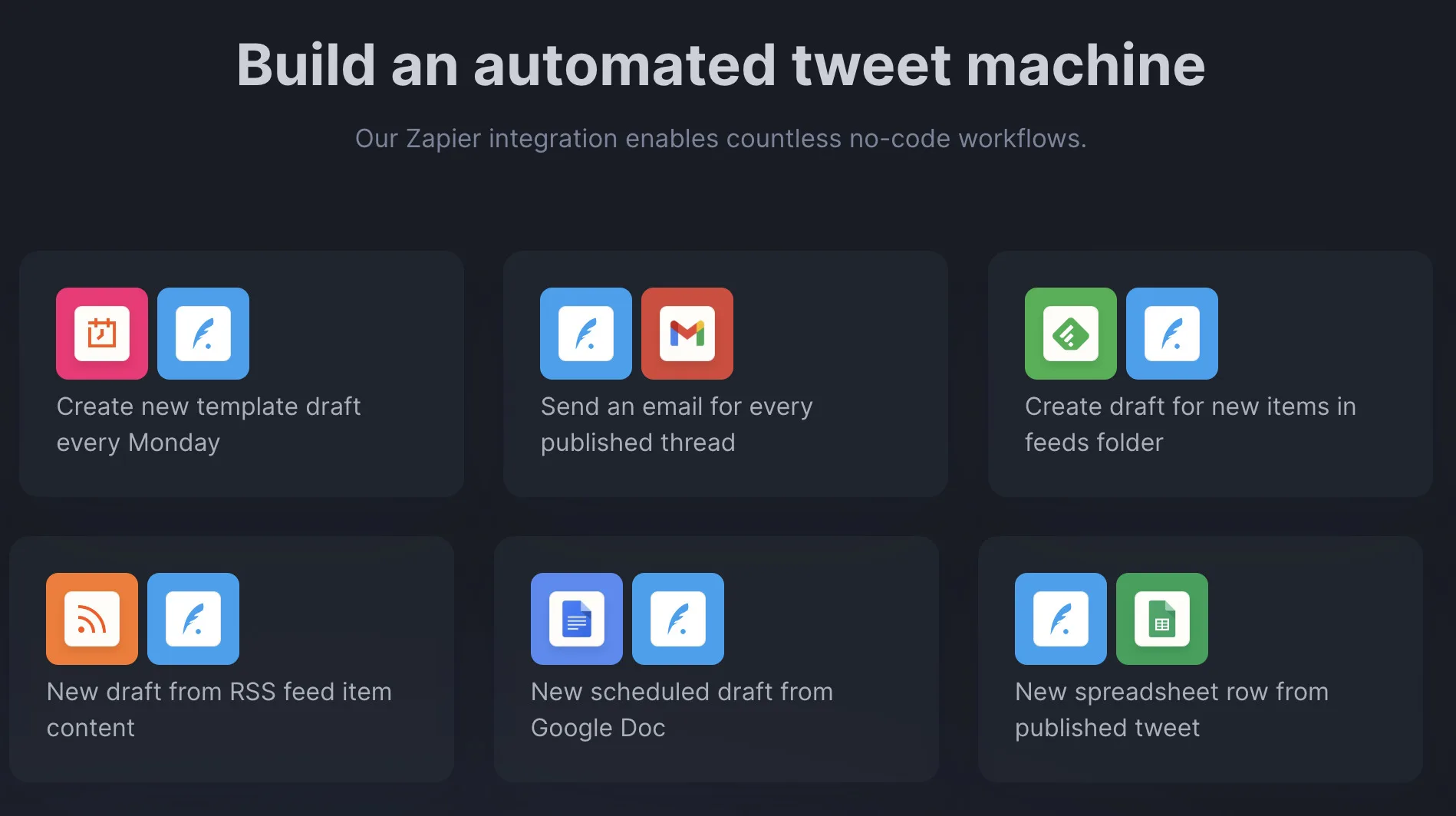 Ejemplo de integraciones de automatización, a través de typefully.com