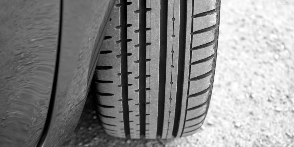 Black vehicle tires made of rubber