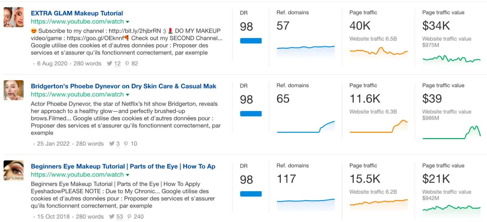 Hasil pencarian Content Explorer