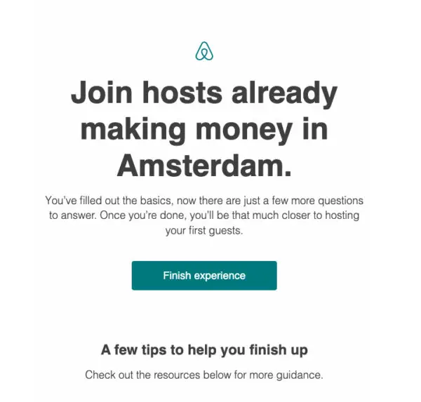 e-mail personalizzata da Airbnb