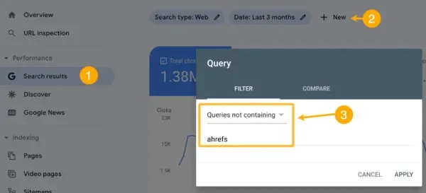 Memfilter kata kunci bermerek di Google Search Console