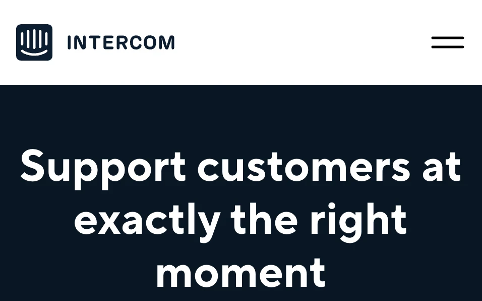 Intercom homepage