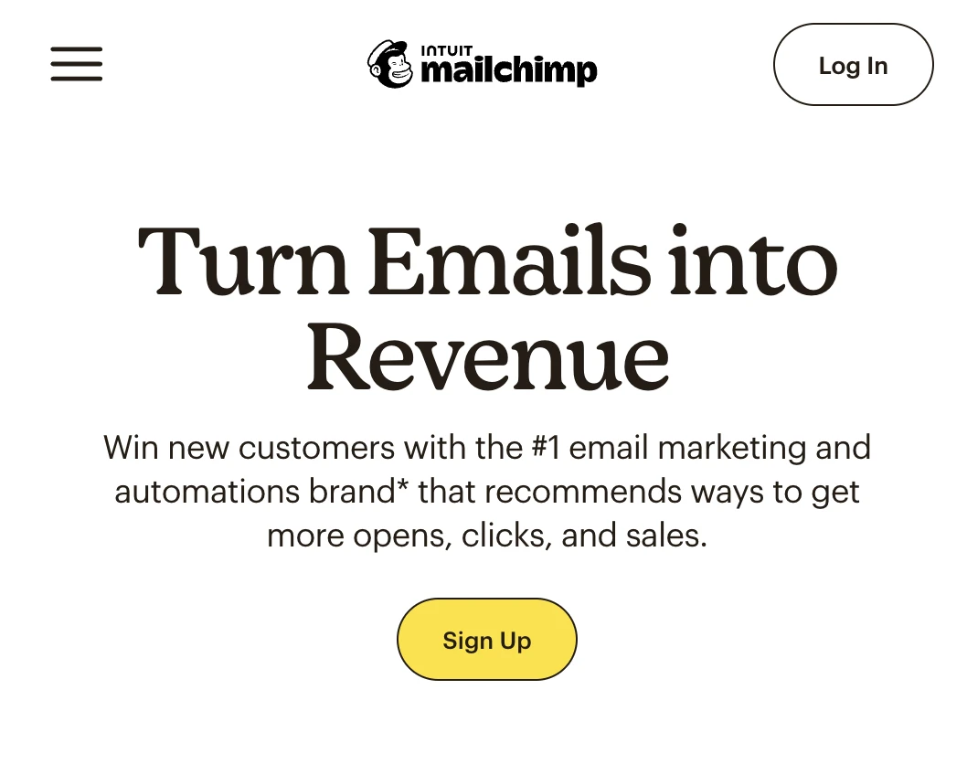 Mailchimp homepage