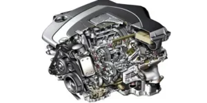 Mercedes M272 engine on a white background