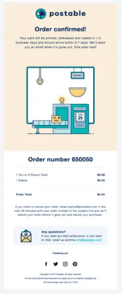 order confirmation email