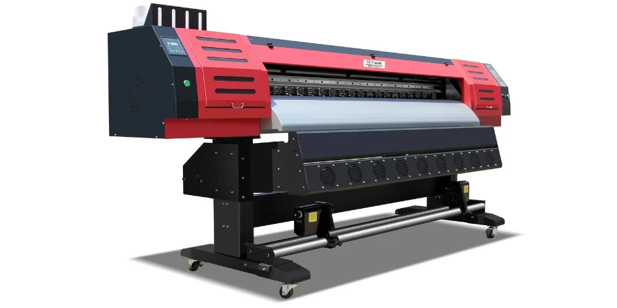Red and black fabric printing machine