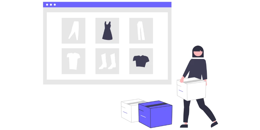 A girl buying clothes online