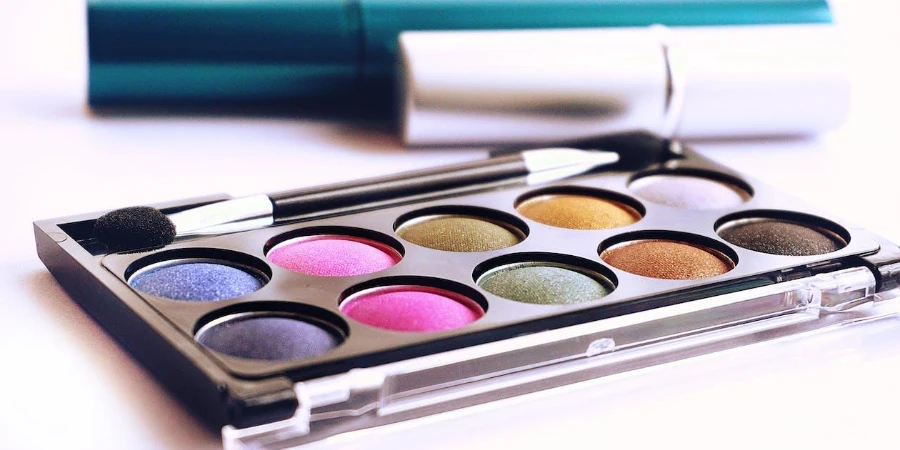 A makeup kit with ten colors