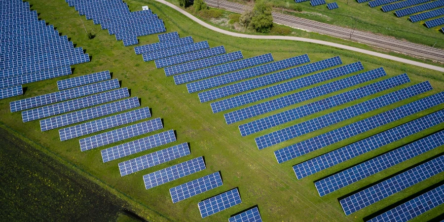 Aerial photography of a solar power plant