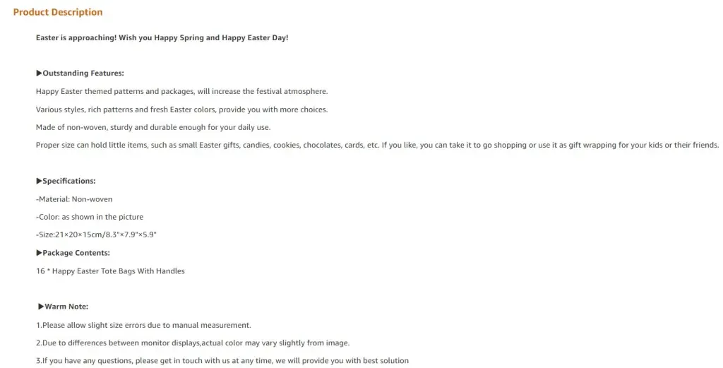 An example of an effective Amazon product description