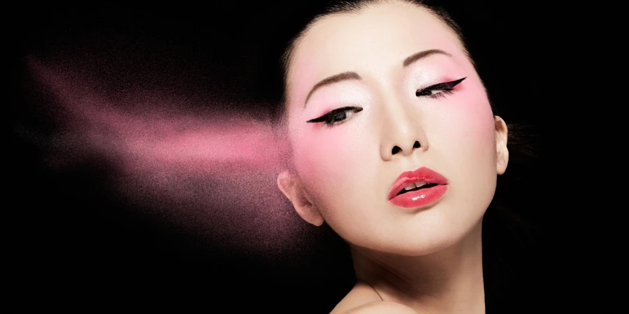 Asian model with pink makeup