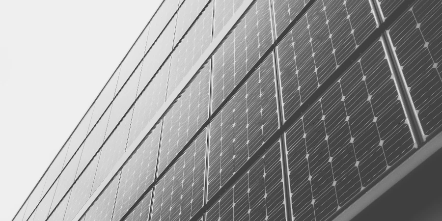 Close-up photo of black solar panels