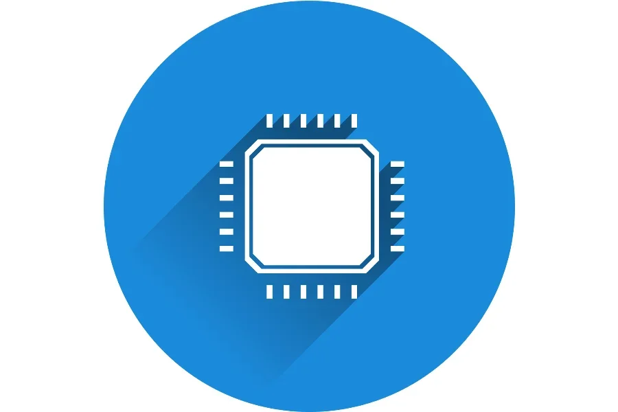 Концепция чипа компьютерного процессора с линиями