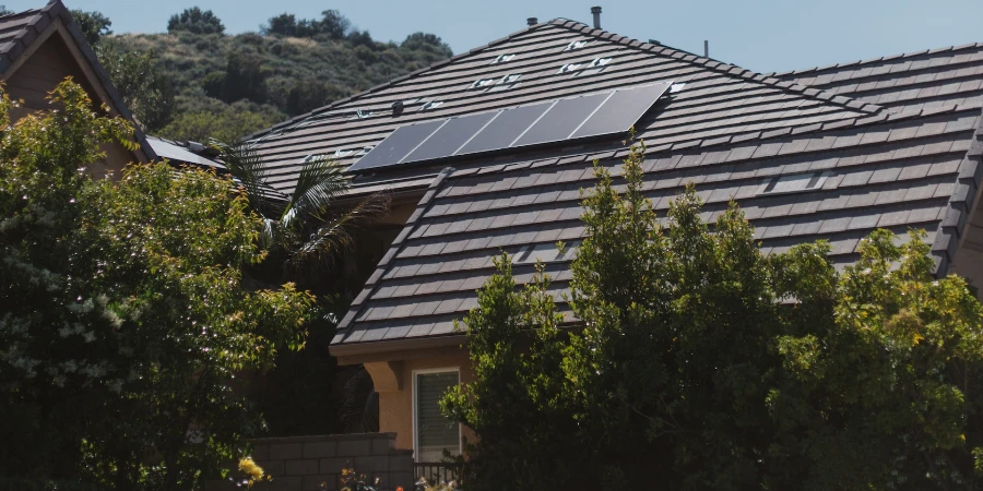 House with solar panel on the roof