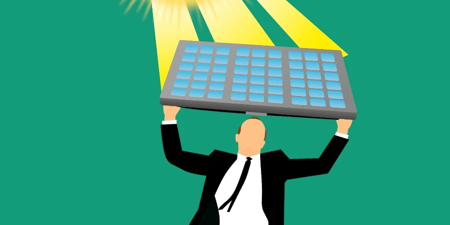 Man holding a solar panel