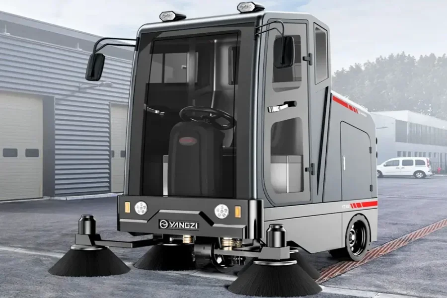 Outdoor ride-on floor sweeper machine