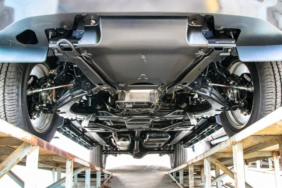 Pickup car chassis bottom view