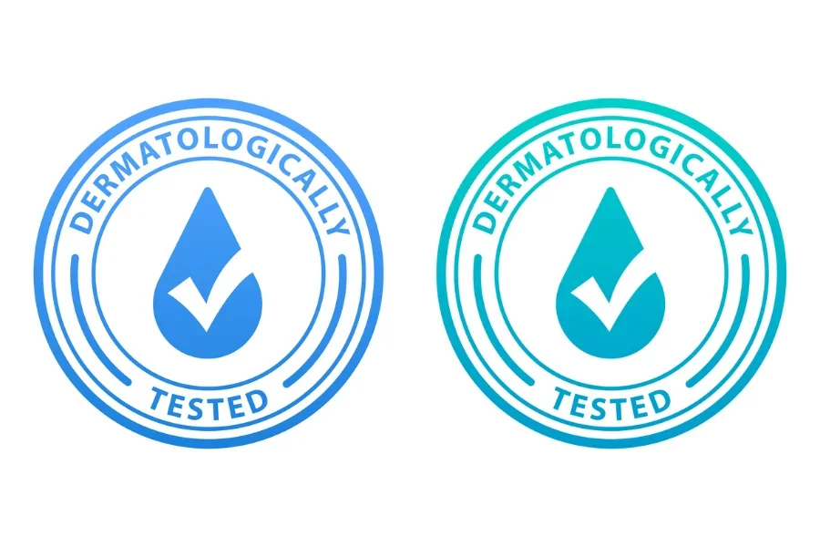 Two dermatologically tested symbol badges