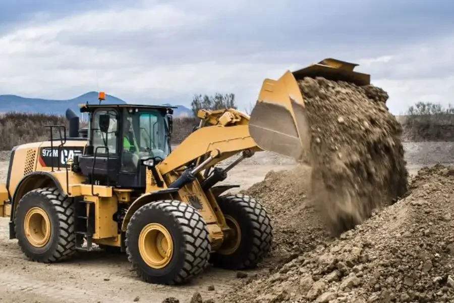 Wheeled loader at a construction site