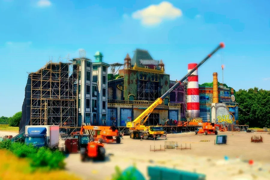 A crane truck with an extended crane