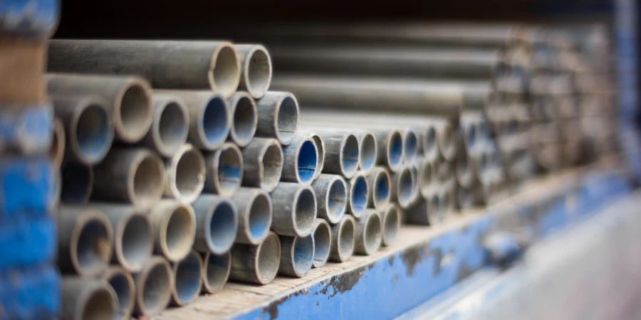 array of steel pipes