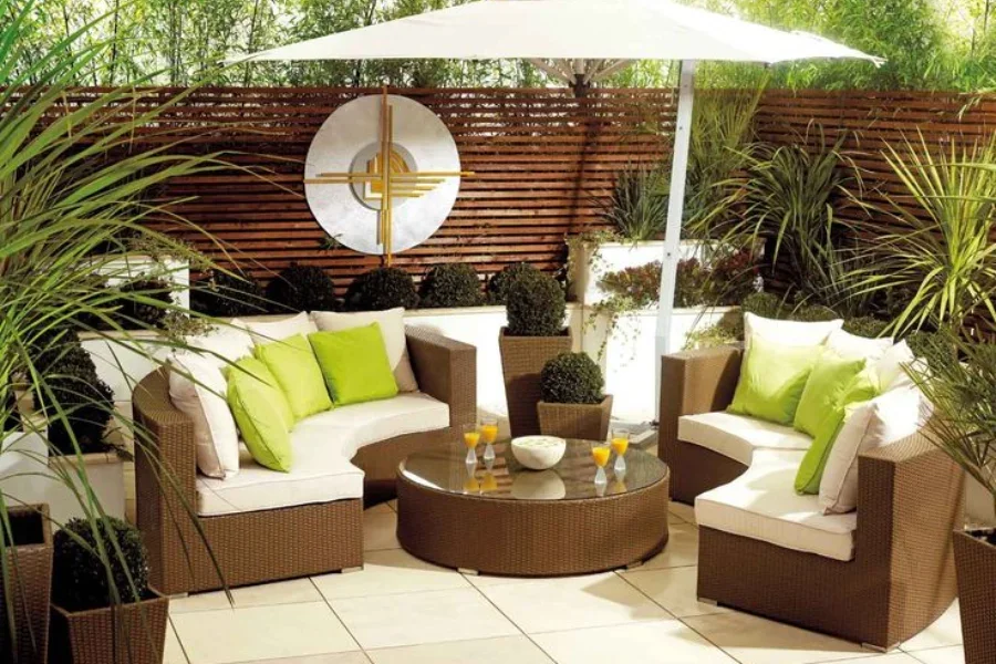 Magnifiques salons d'angle en rotin doubles 4 places