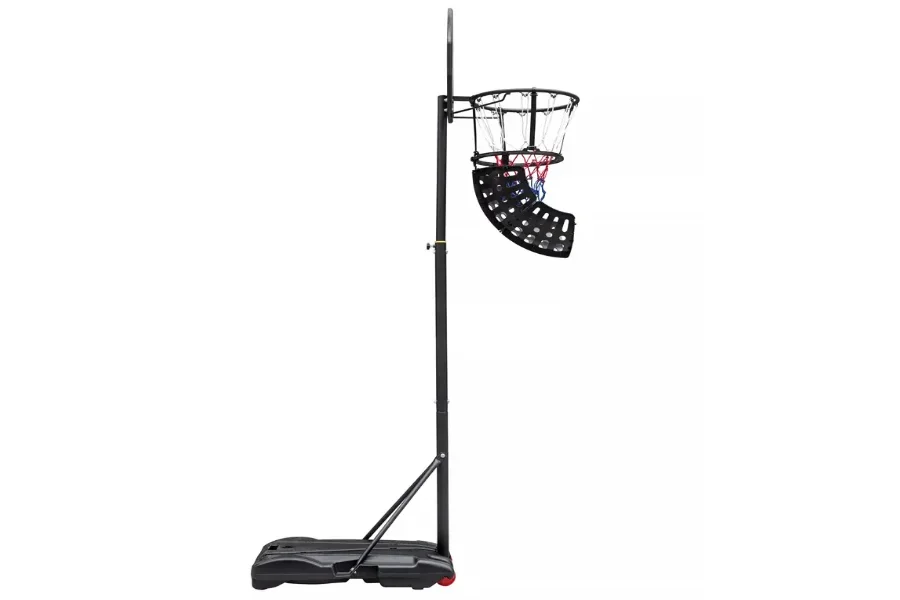 Sistema de retorno de baloncesto de plástico negro unido al borde de la red