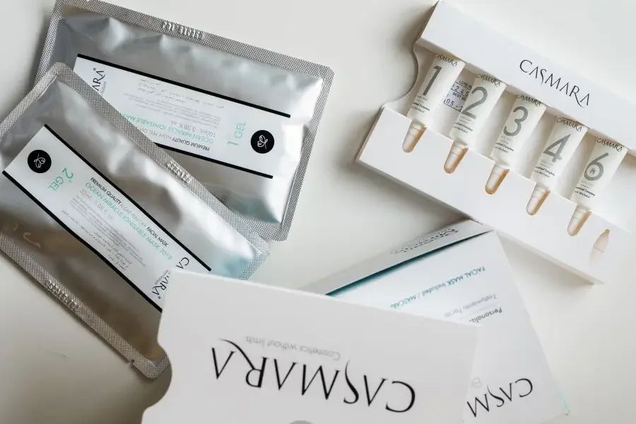 Cosmetic packages on a white background