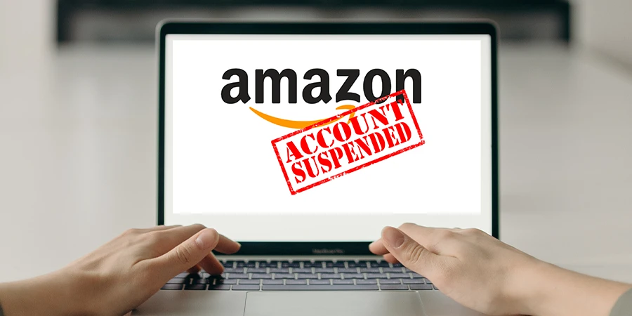 Laptop with suspended Amazon seller account