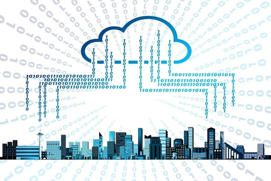 Vários edifícios mostrados usando armazenamento em nuvem