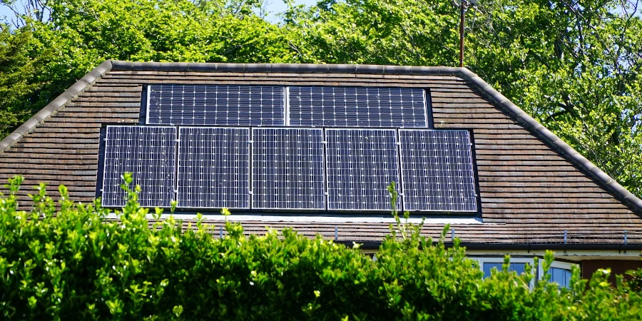 solar panels embedded into a house roof