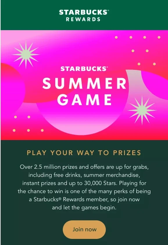 Starbucks summer game email