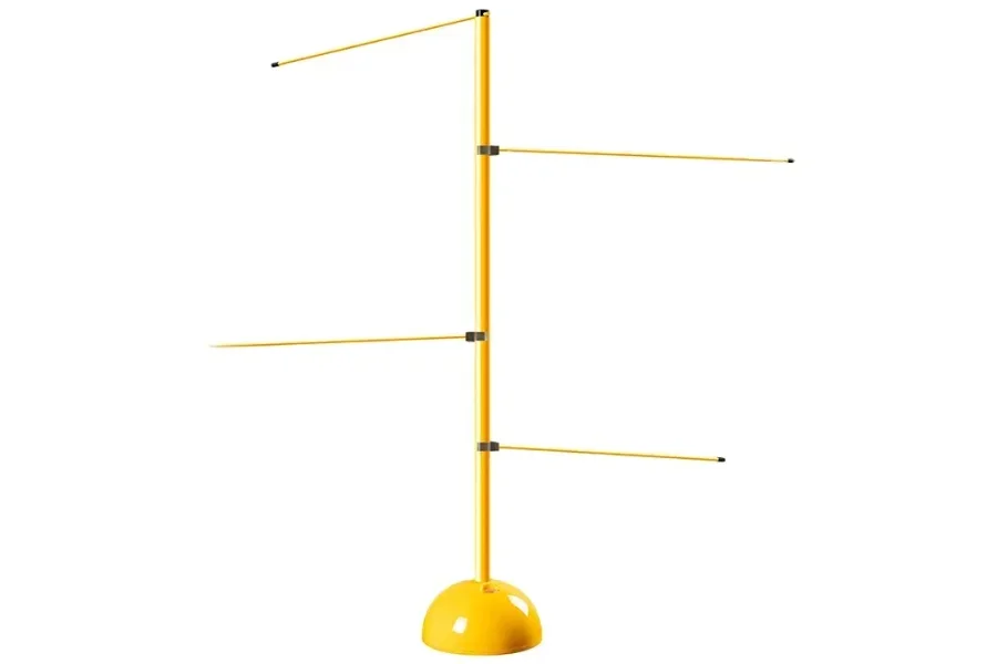 Palo de regate de baloncesto amarillo con palos a diferentes alturas