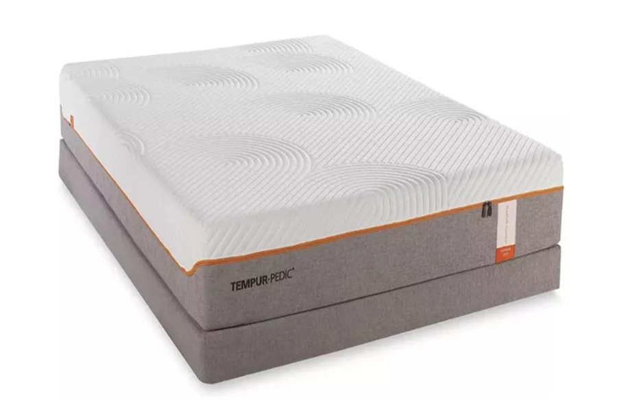 a white and gray memory foam mattress