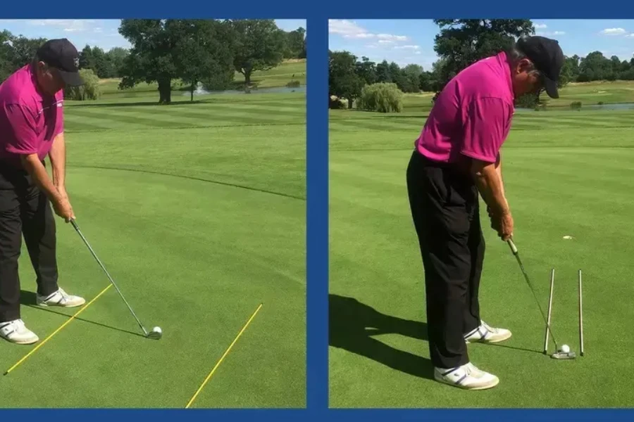 Adjustment sticks are useful training aid for novice golfers