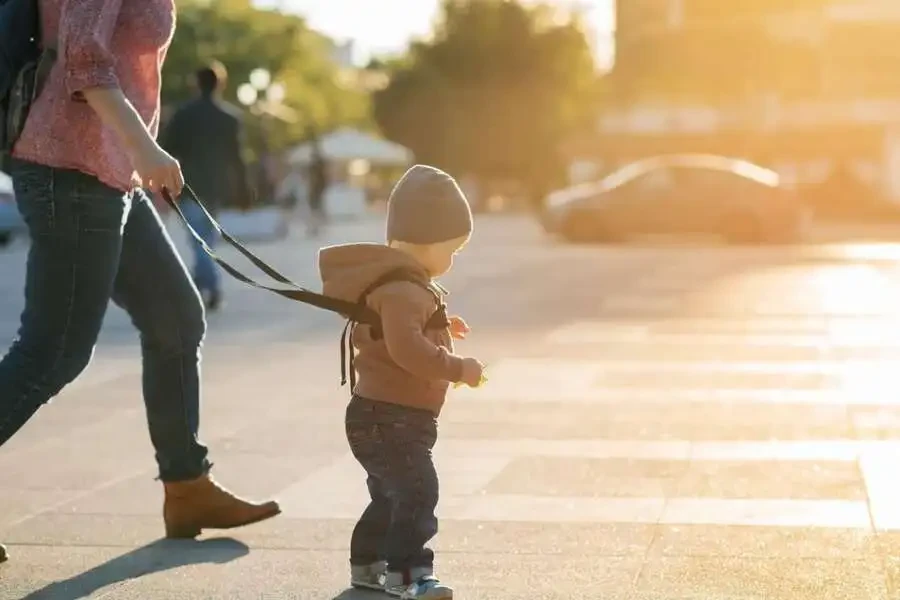 Baby on a safety leash