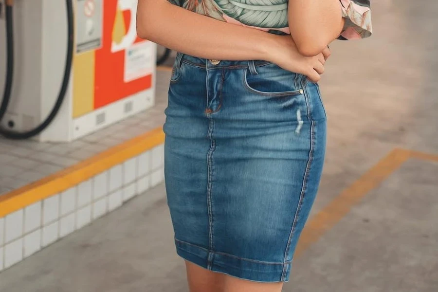 Cropped picture of a denim skirt