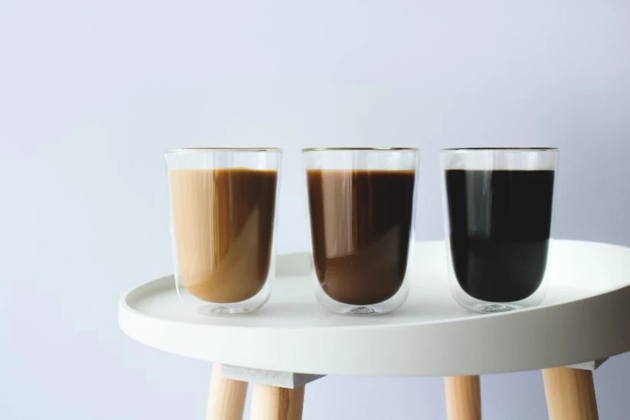 Glass coffee cups with no handle