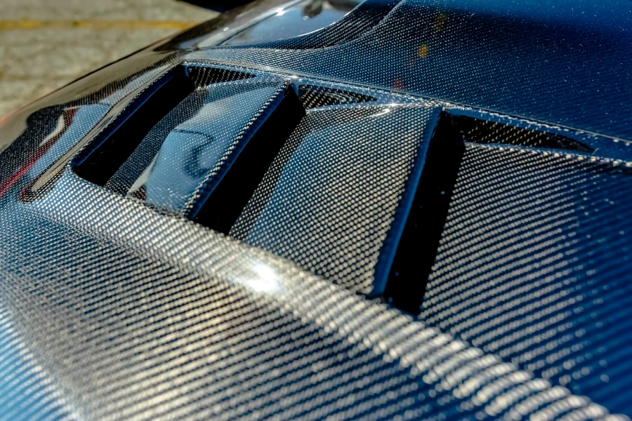 Glossy carbon fiber on a hood